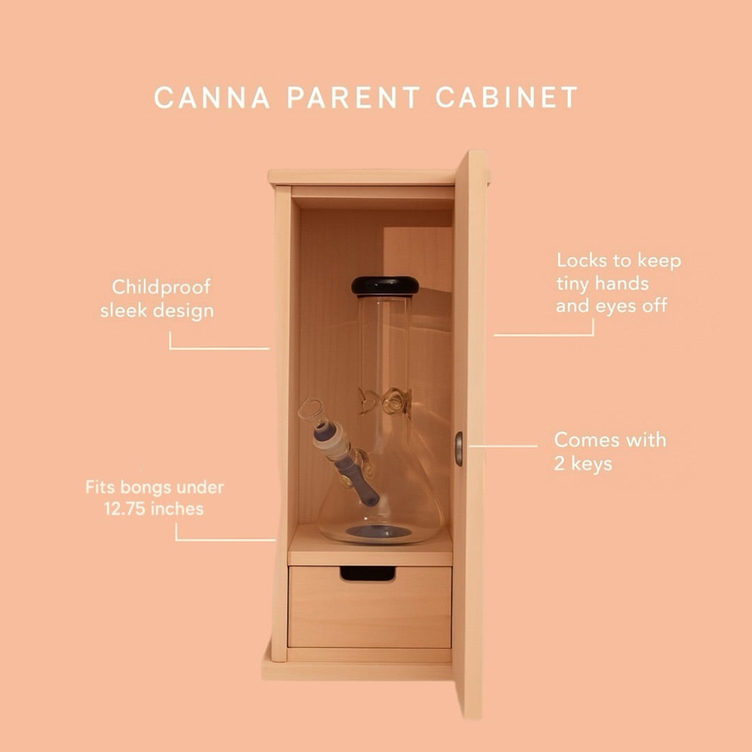 canna-parent bong cabinet. bong storage. stash box.