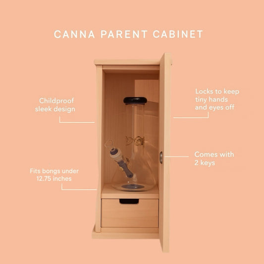 canna-parent bong cabinet. bong storage. stash box.