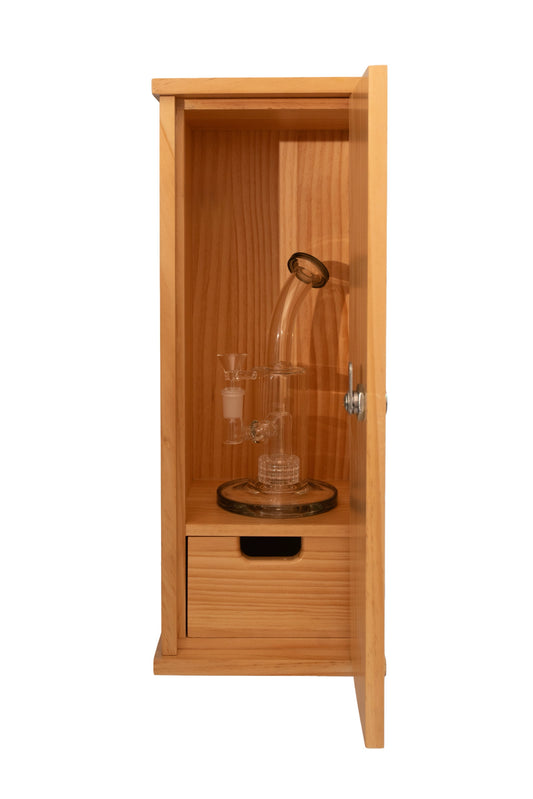 Wooden cabinet on white background open